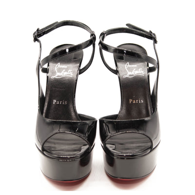 NEW Christian Louboutin So Jenlove Platform Sandal Black Patent EU 39.5