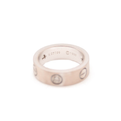 Cartier 18K White Gold 3 Diamond 5.5mm LOVE Ring 49 4.75