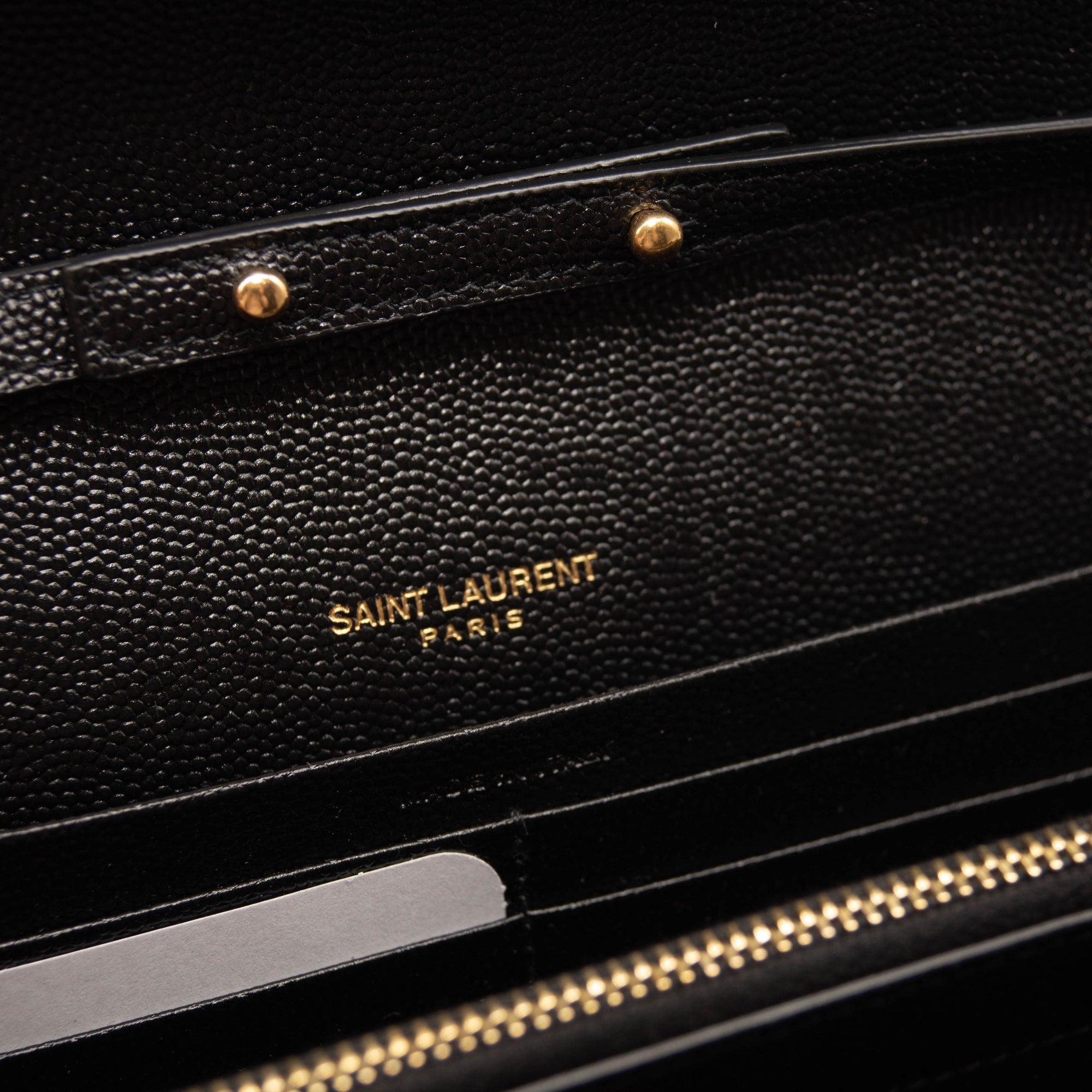 Saint Laurent Classic Monogram Chain Wallet Mixed Matelasse Leather Medium Black Gold