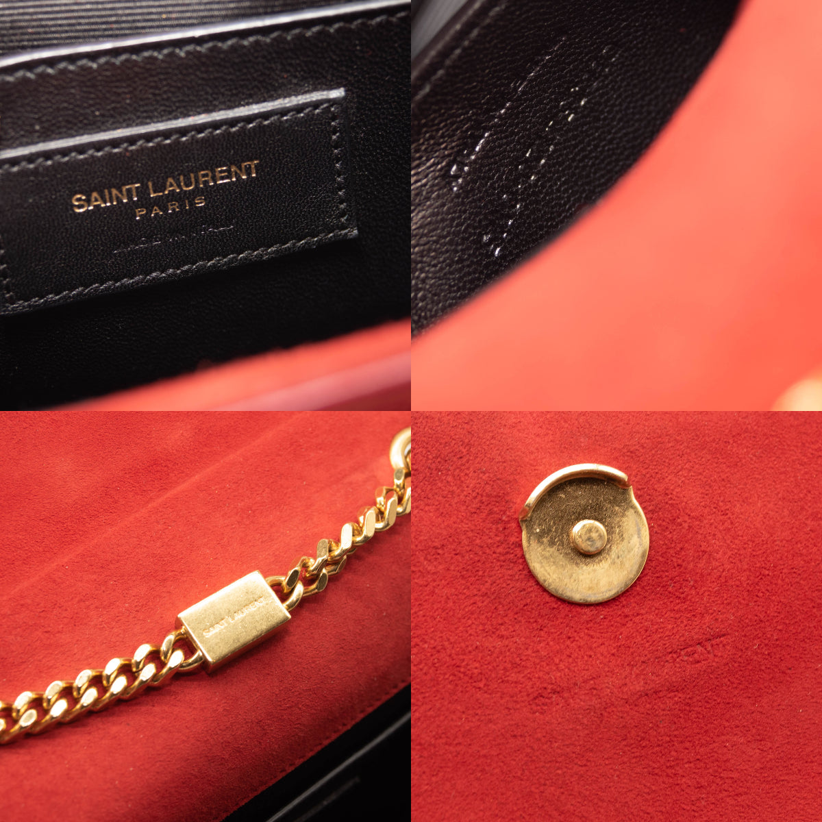 Saint Laurent Suede Small Classic Monogram Kate Tassel Satchel Red