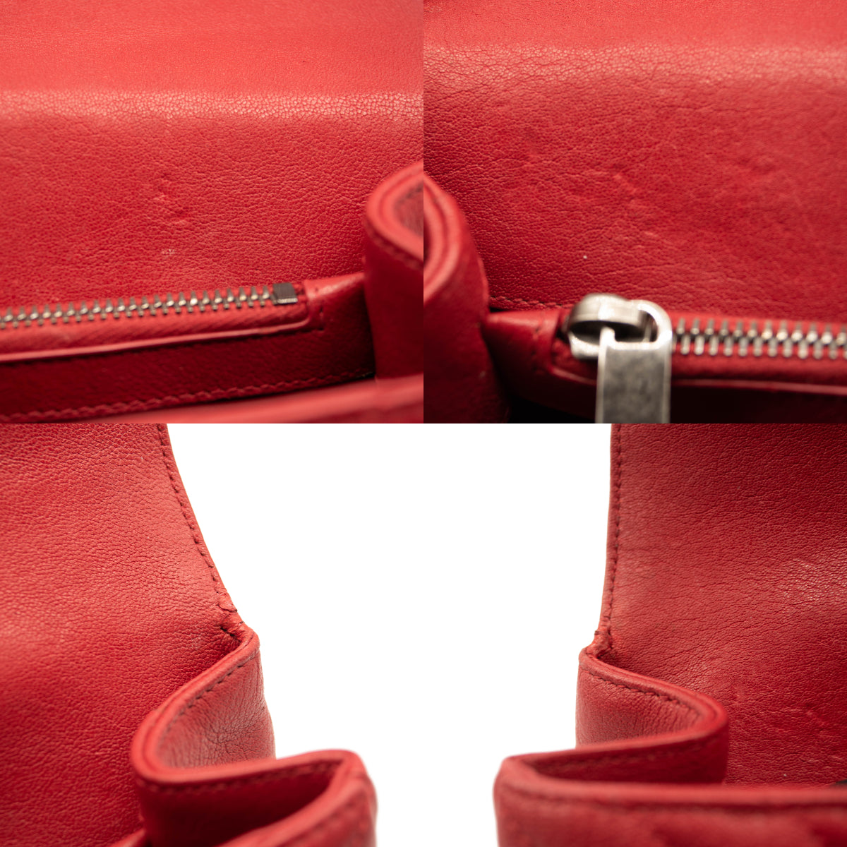 SAINT LAURENT Sheepskin Matelasse Chevron Medium Monogram Chain Bag Red