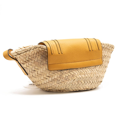 Chloe Marcie Leather & Raffia Crossbody Bag SUNFLOWER YELLOW