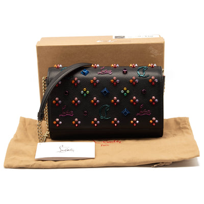 Christian Louboutin Paloma LoubintheSky Leather Clutch Bag Black Chain Crossbody