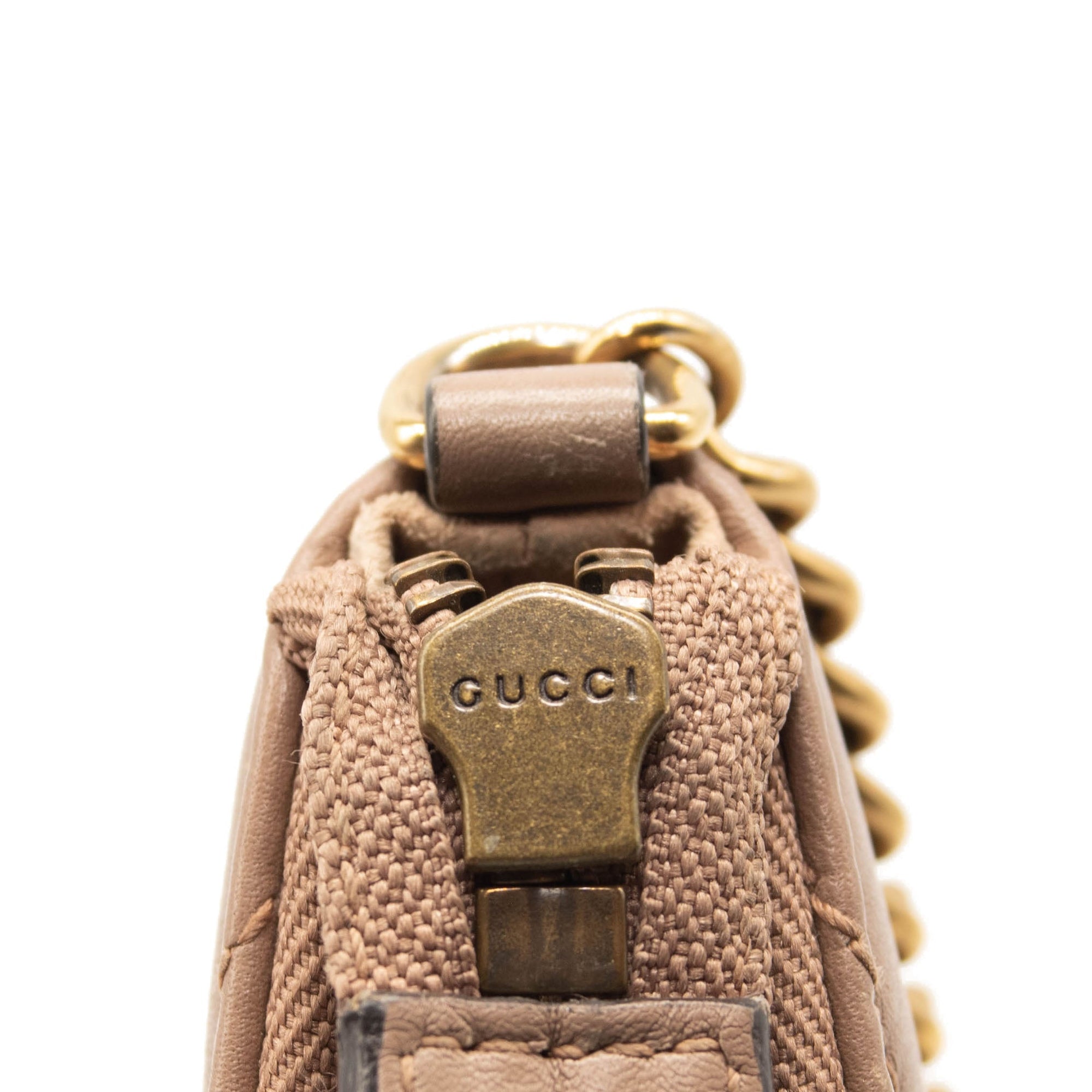 Gucci Calfskin Matelasse Mini GG Marmont Chain Bag Porcelain Rose