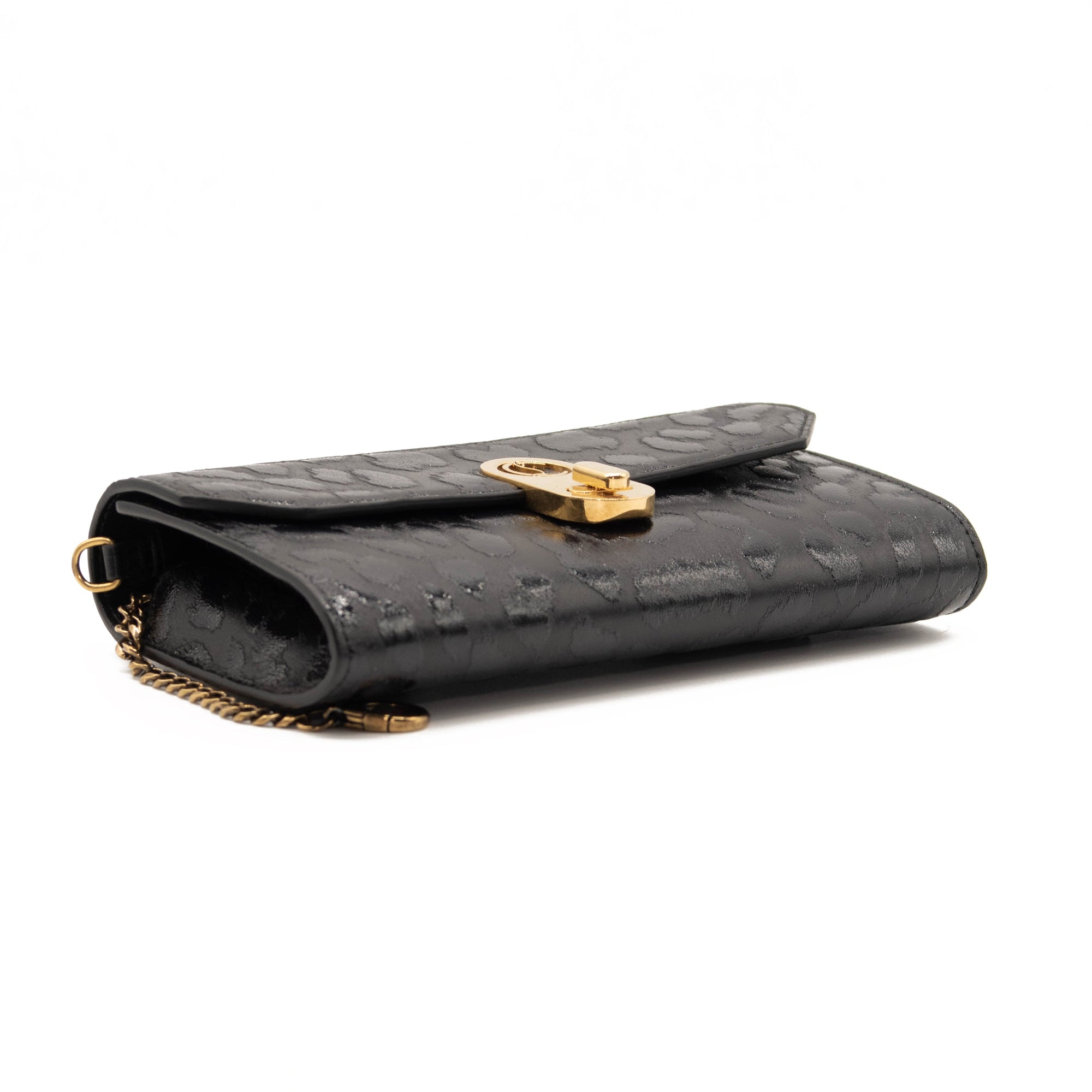 NEW Christian Louboutin Belt Elisa Embossed Black Leather Messenger Bag