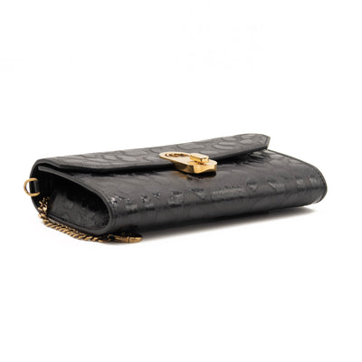 NEW Christian Louboutin Belt Elisa Embossed Black Leather Messenger Bag