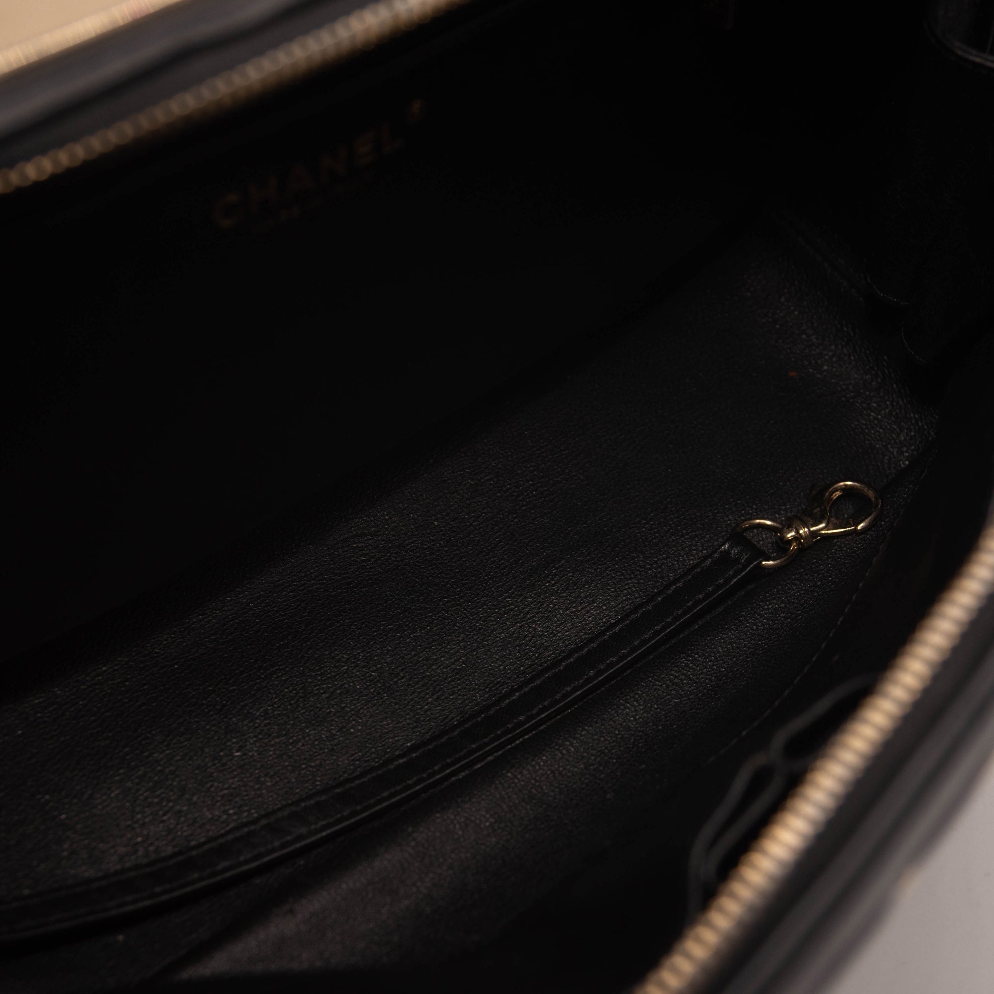 Chanel Lambskin Chevron Quilted Small Trendy CC Bowling Bag Black with Gold Hardware