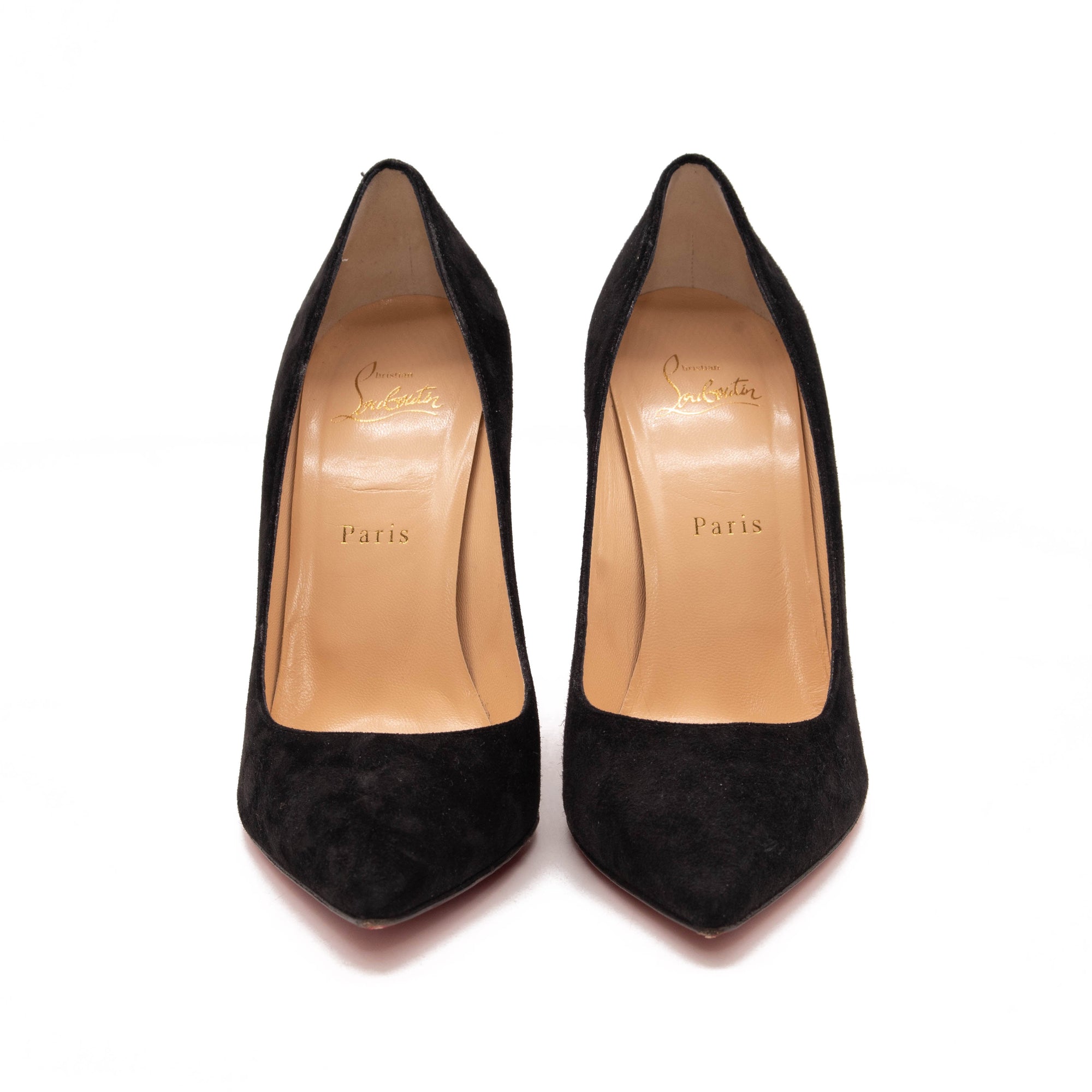 Christian Louboutin Alminette 100 Loubi Black Suede Pointed Classic Heel Pump