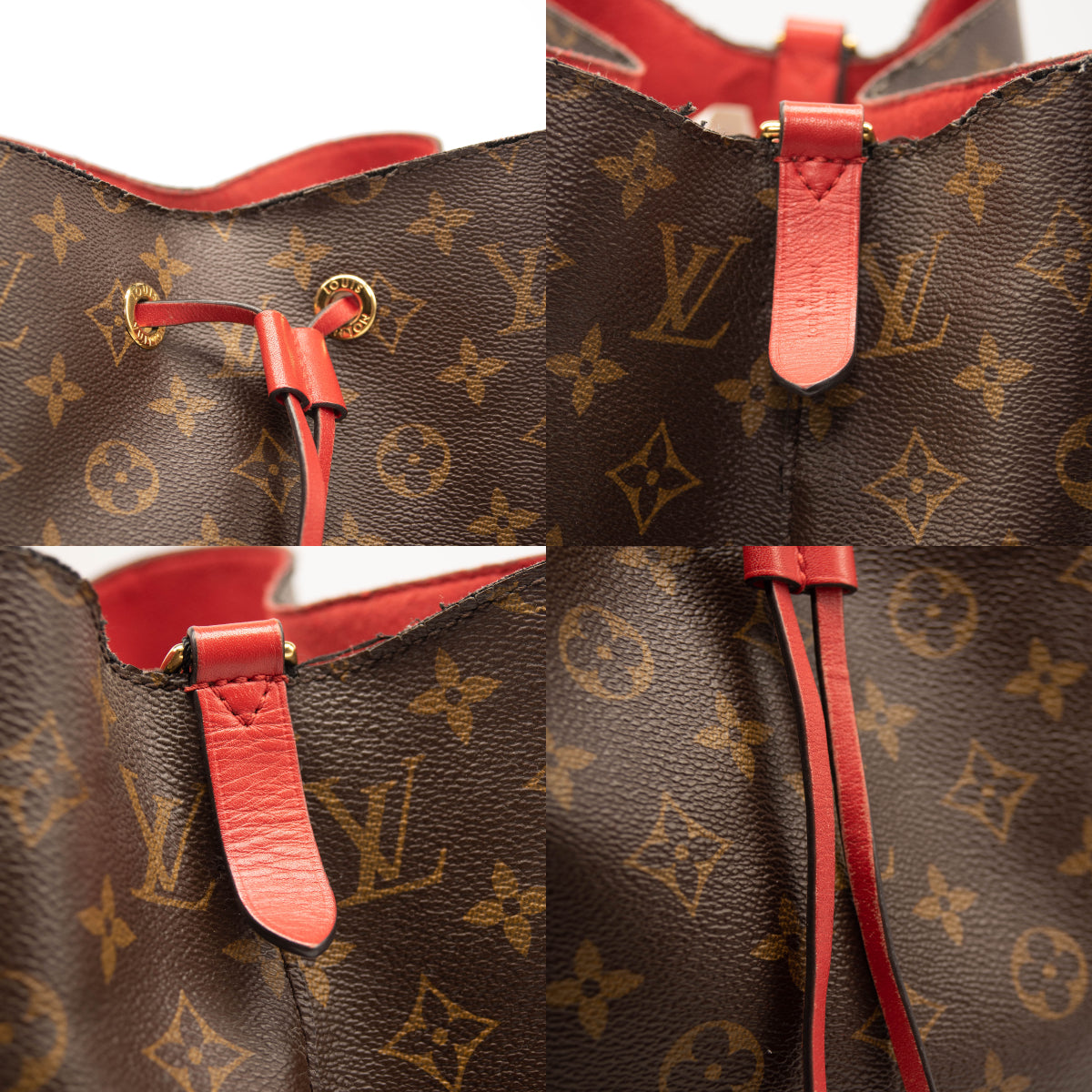 Louis Vuitton Monogram Neonoe Mm Coquelicot Brown/Red Canvas Shoulder Bag