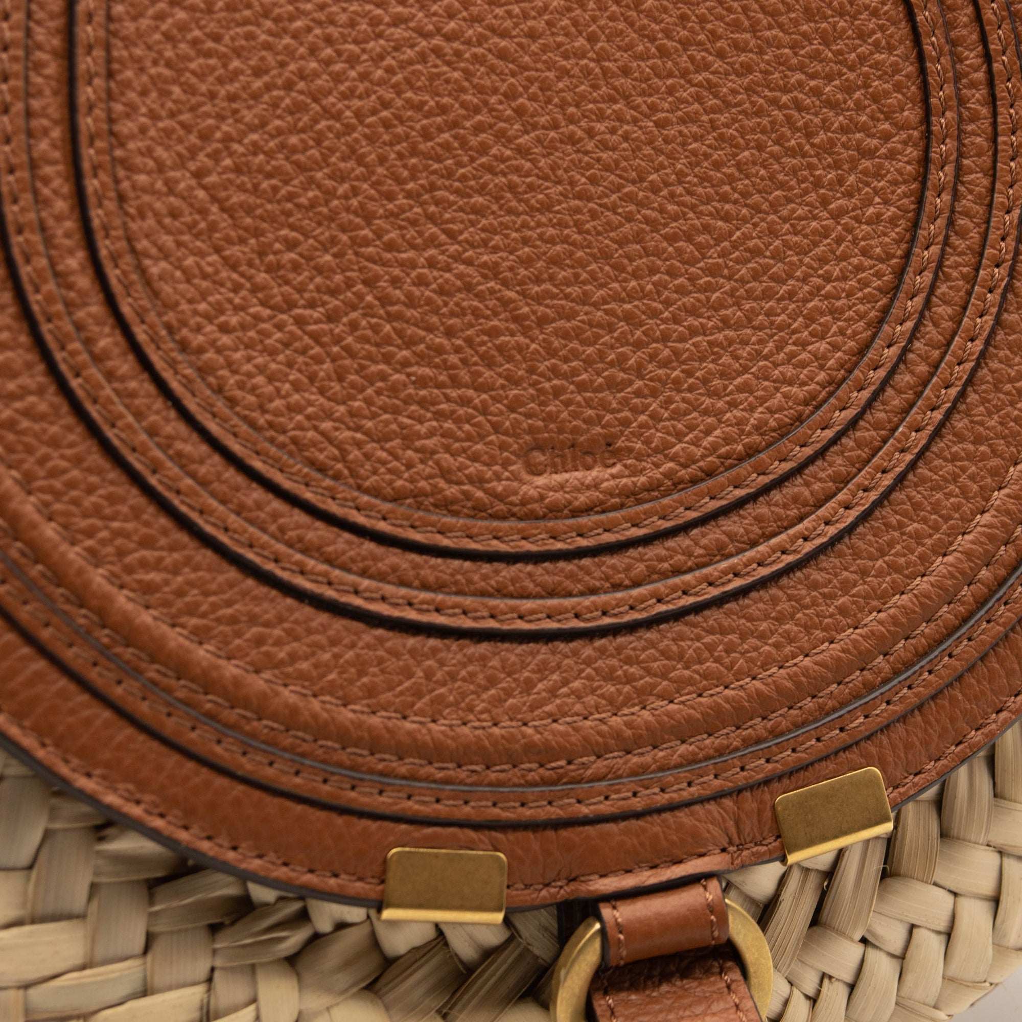Chloe Marcie Leather & Raffia Crossbody Bag