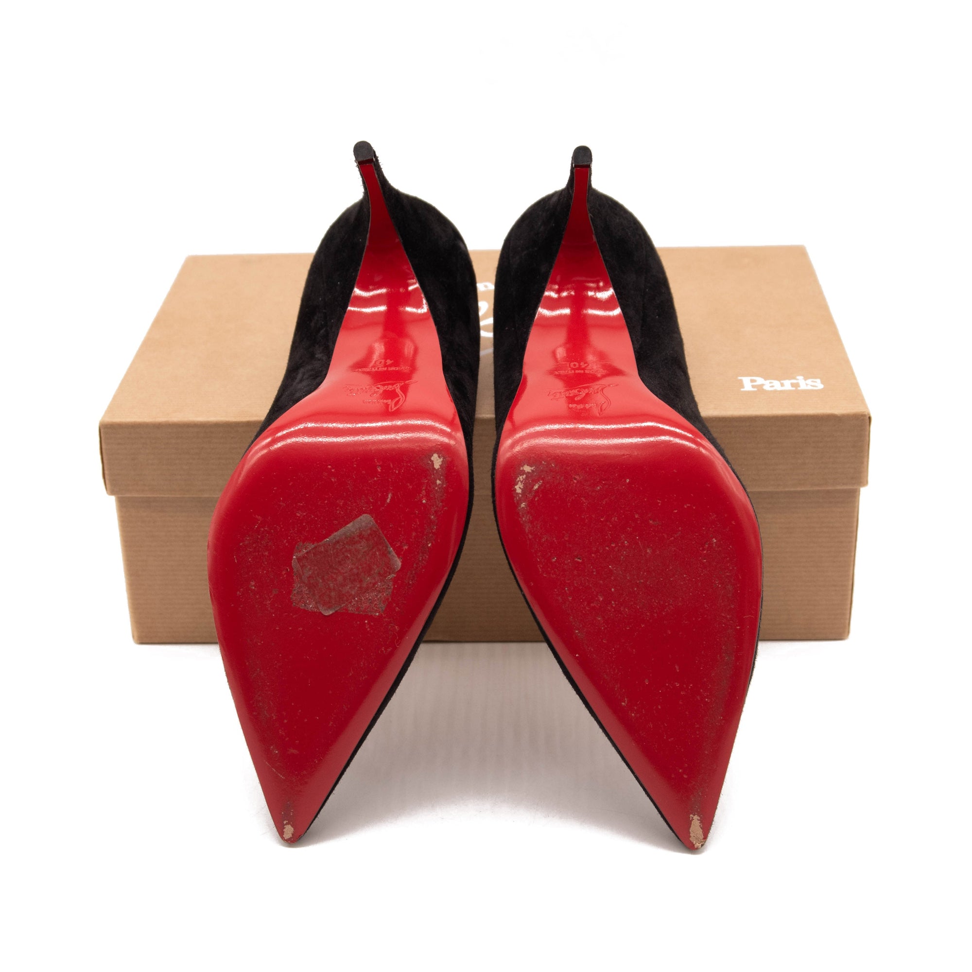 Christian Louboutin Alminette 100 Loubi Black Suede Pointed Classic Heel Pump