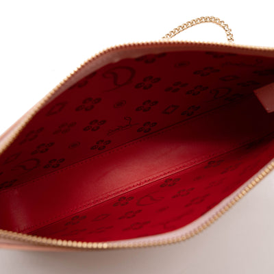 NEW Christian Louboutin Loubila Loubinthesky Laser Perforated Leather Pouch Pink