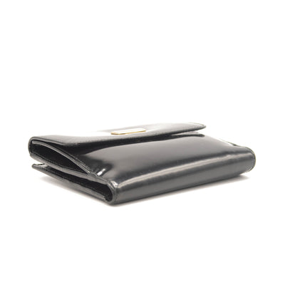 Gucci Vintage Leather French Purse Wallet Bifold Card Holder Black Patent