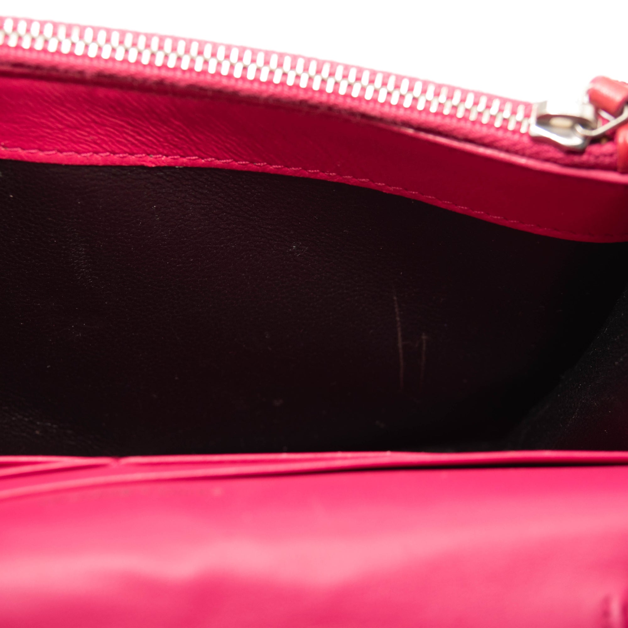 Saint Laurent Ostrich Embossed Kate Monogram Tassel Chain Wallet Pink