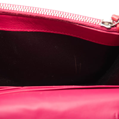 Saint Laurent Ostrich Embossed Kate Monogram Tassel Chain Wallet Pink