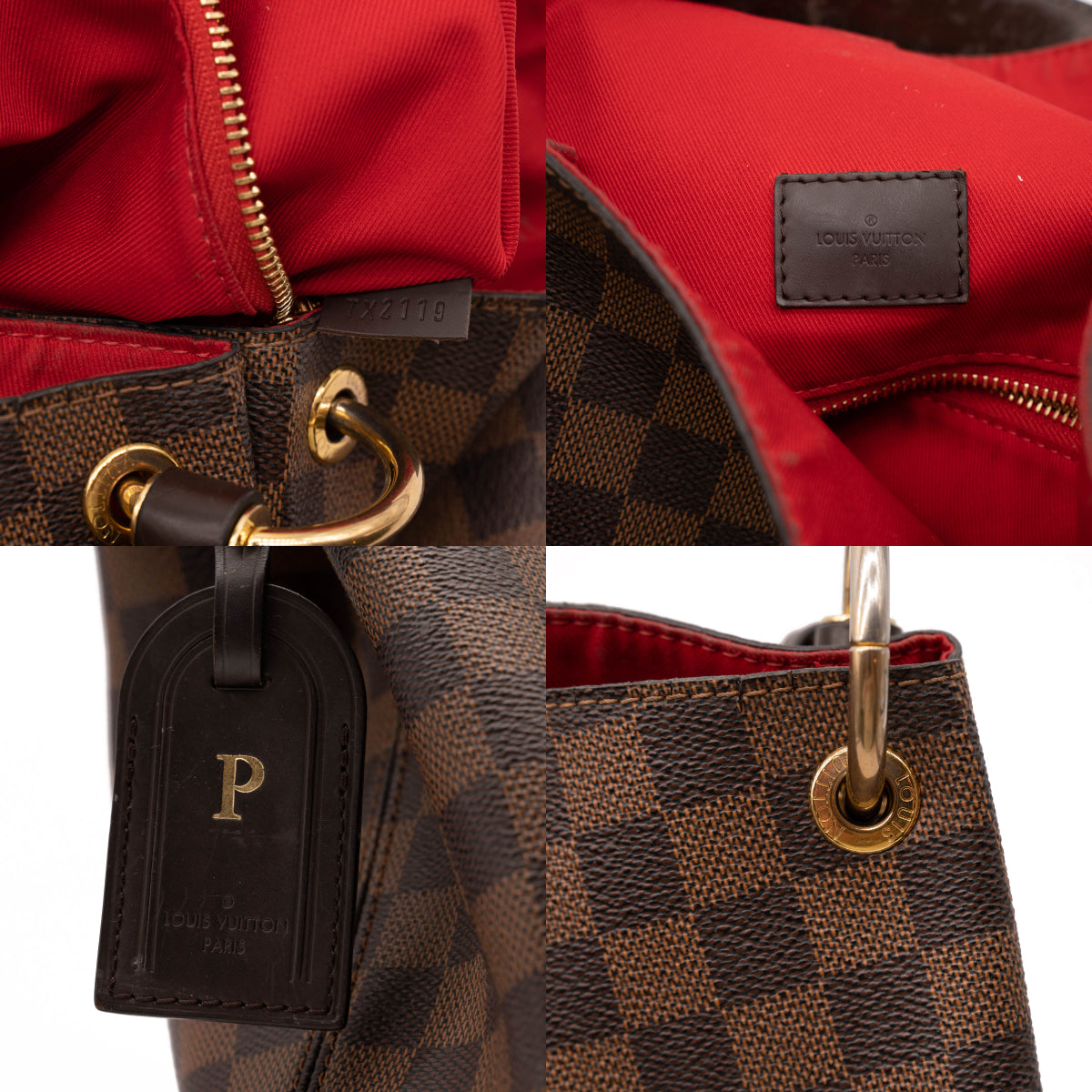 Louis Vuitton Graceful Mm Brown Damier Ébène Canvas Hobo Bag