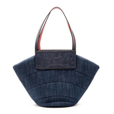 NEW Christian Louboutin Loubishore Miss Shore Weekend Blue Denim Tote