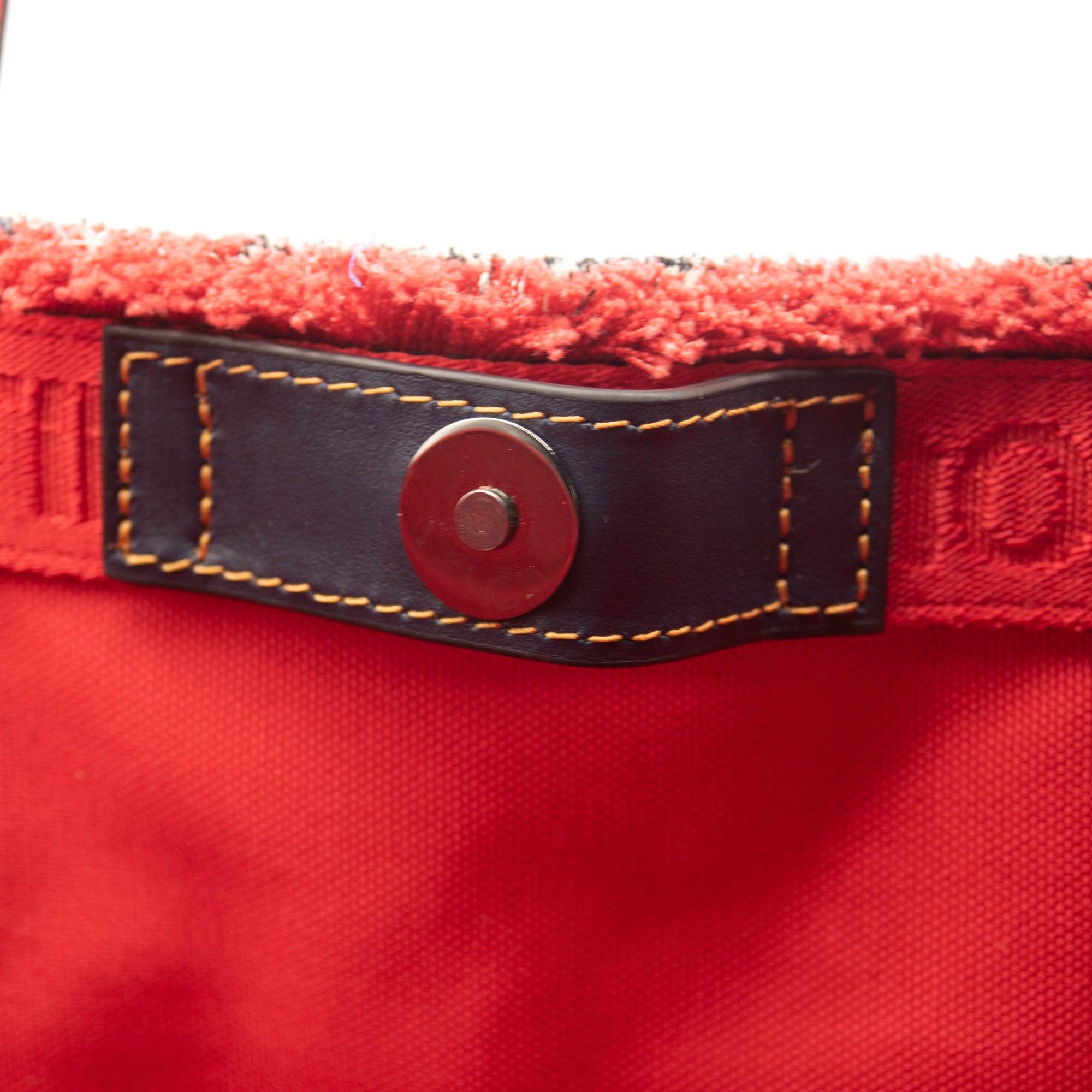 NEW Christian Louboutin Frangibus Medium Embroidered Tote Denim Orange Logo