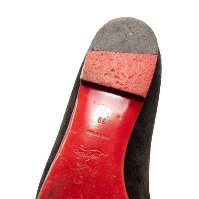 Christian Louboutin Drama Studded Suede Ballet Flats In Black 39