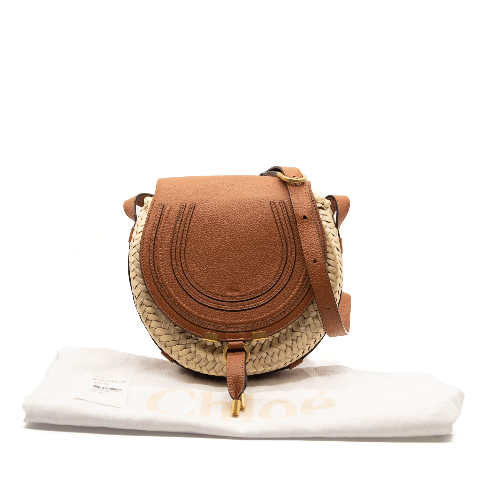 Chloe Marcie Leather & Raffia Crossbody Bag