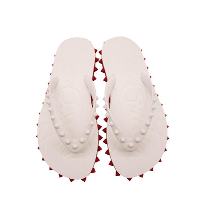 NEW Christian Louboutin Loubi Stud Platform Flip Flop white red sandal 40