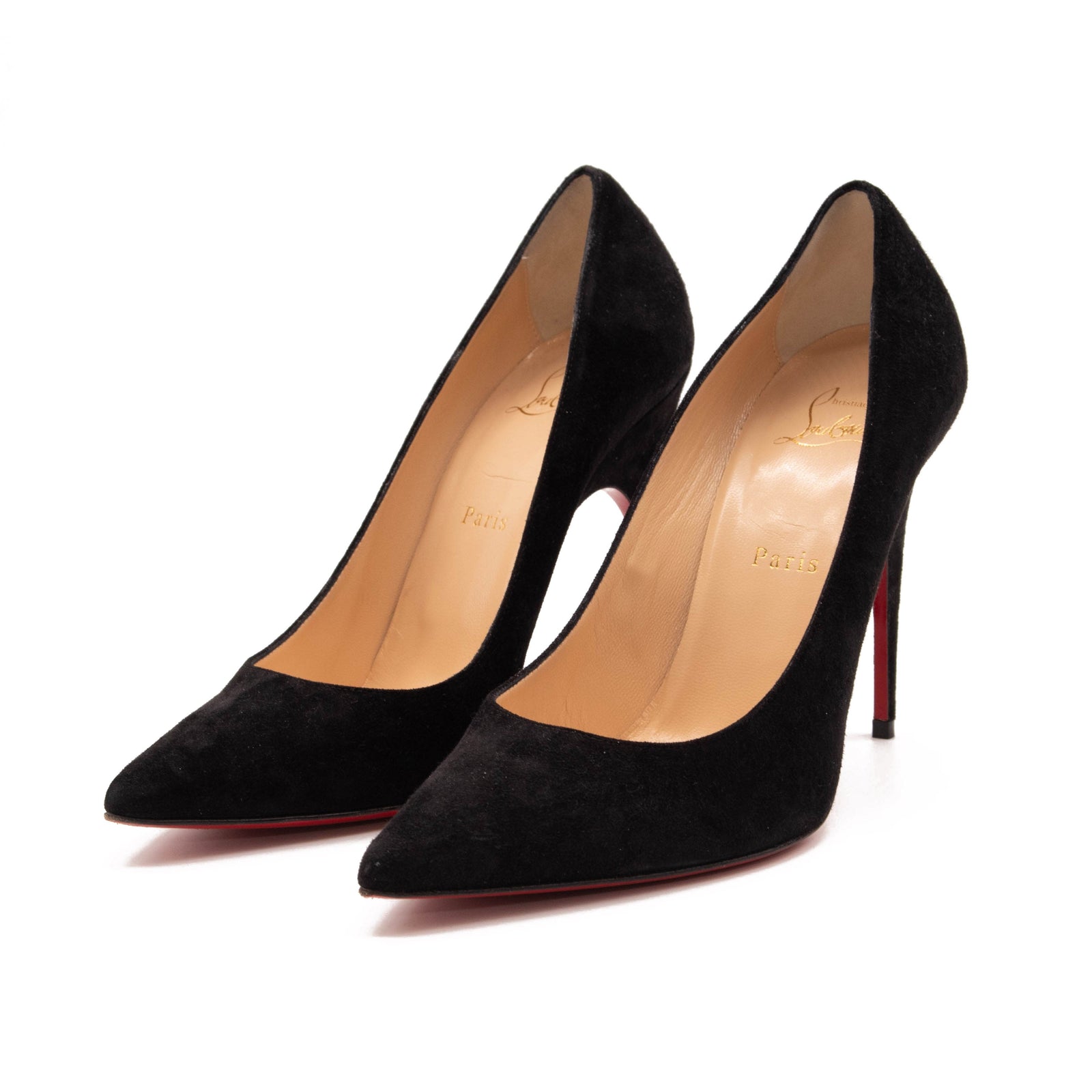 Christian Louboutin Alminette 100 Loubi Black Suede Pointed Classic Heel Pump
