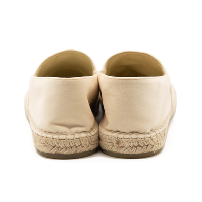 Chanel Beige Velvet Logo Espadrilles Black Mules/Slides