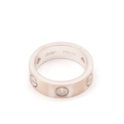 Cartier 18K White Gold 3 Diamond 5.5mm LOVE Ring 49 4.75