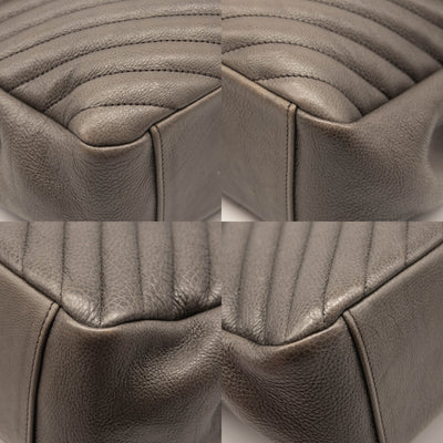 Saint Laurent Sheepskin Matelasse Chevron Monogram Large College Satchel Dark Anthracite