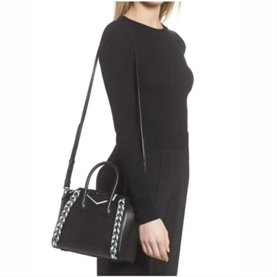 Givenchy Mini Antigona Woven Chain Satchel Black Leather Shoulder Bag