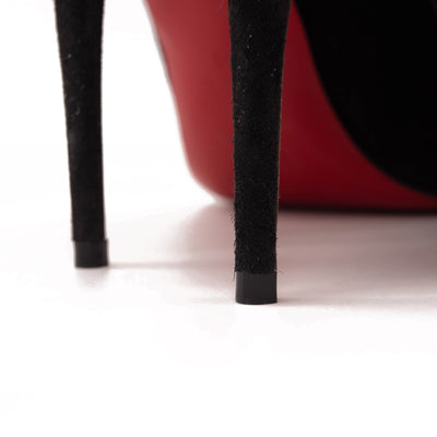 Christian Louboutin Alminette 100 Loubi Black Suede Pointed Classic Heel Pump