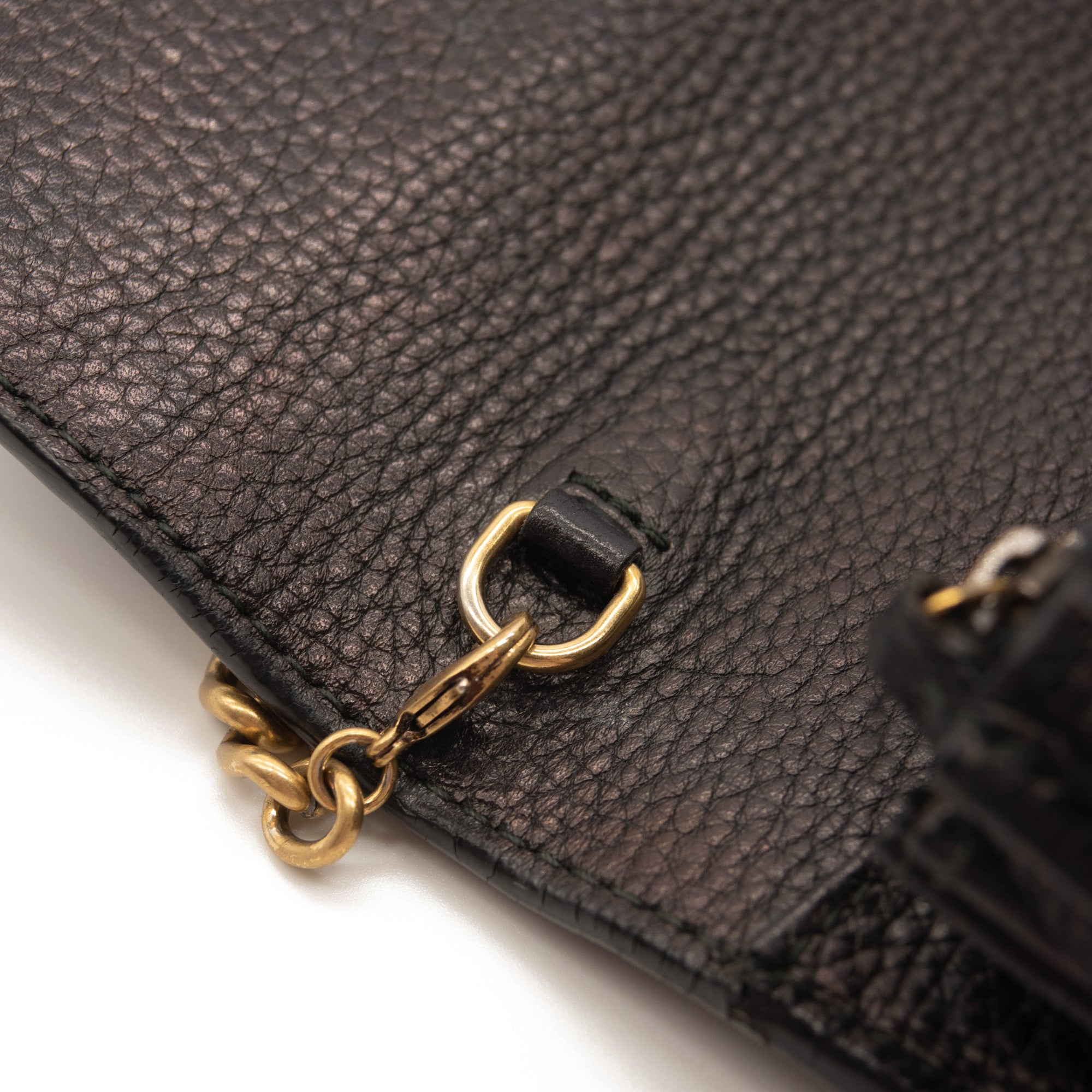Gucci Marmont Chain Wallet Black Leather Shoulder Bag WOC GG Crossbody