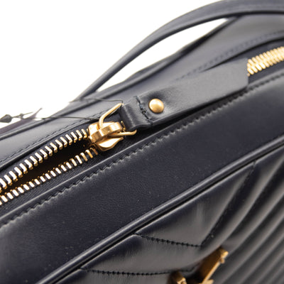 NEW Saint Laurent Calfskin Matelasse Monogram Lou Camera Bag Navy