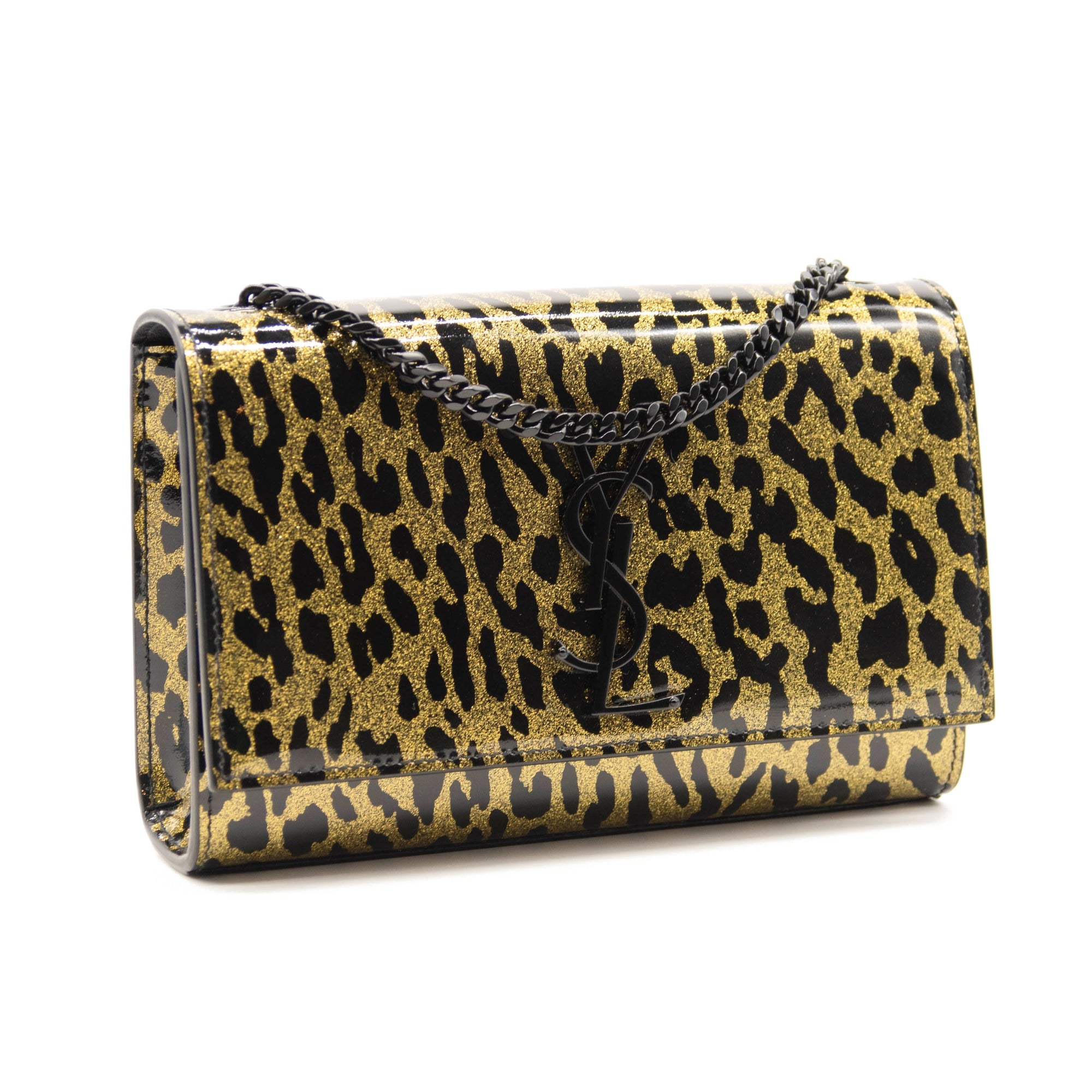 NEW Saint Laurent Monogram Small Kate Glitter Leopard Small Classic Woc