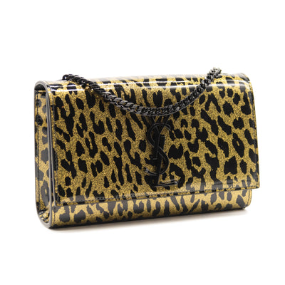 NEW Saint Laurent Monogram Small Kate Glitter Leopard Small Classic Woc