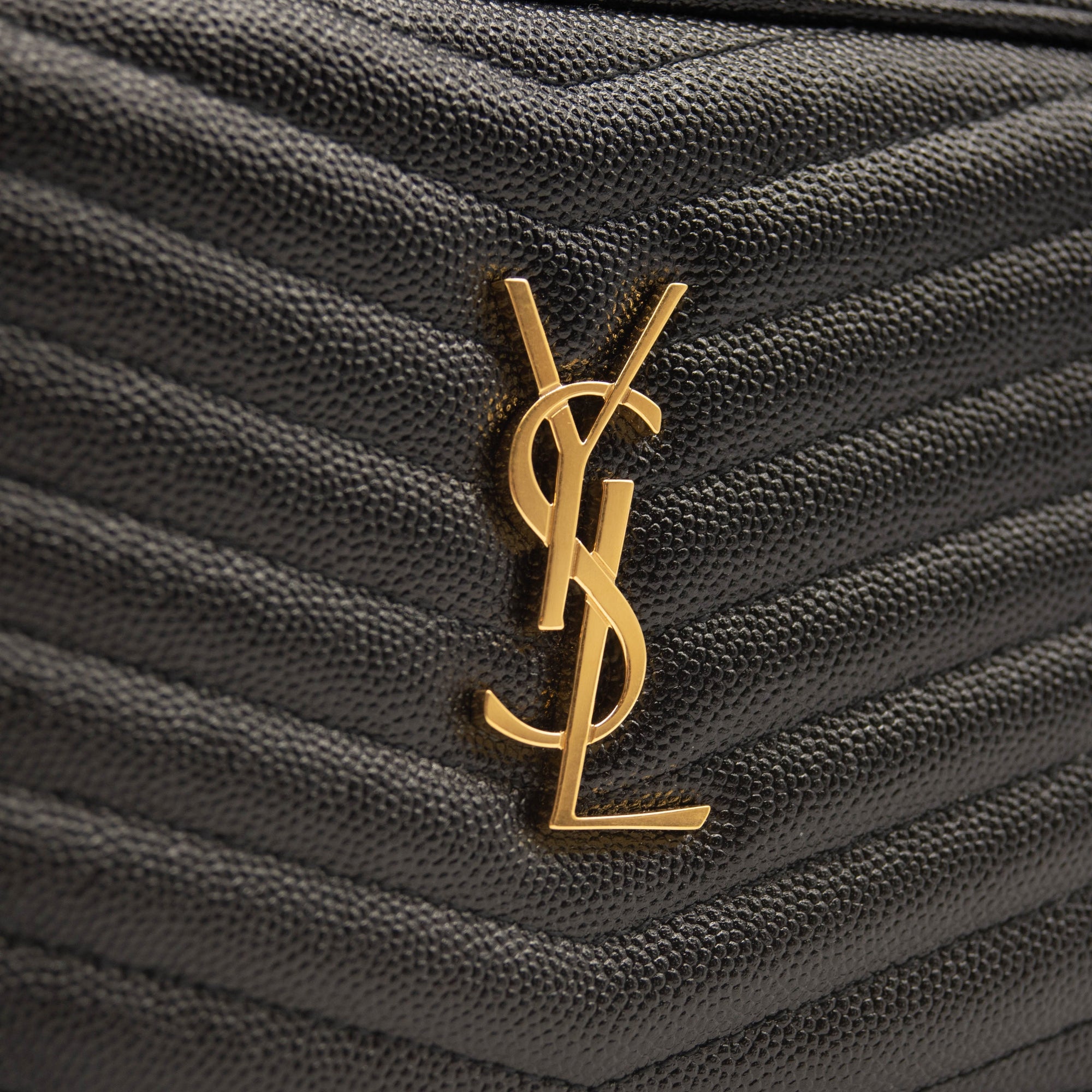 Saint Laurent Grain De Poudre Matelasse Monogram Mini Lou Camera Bag Black