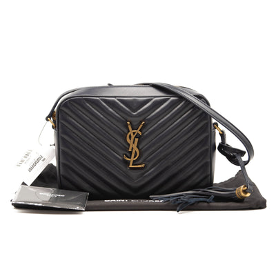 NEW Saint Laurent Calfskin Matelasse Monogram Lou Camera Bag Navy