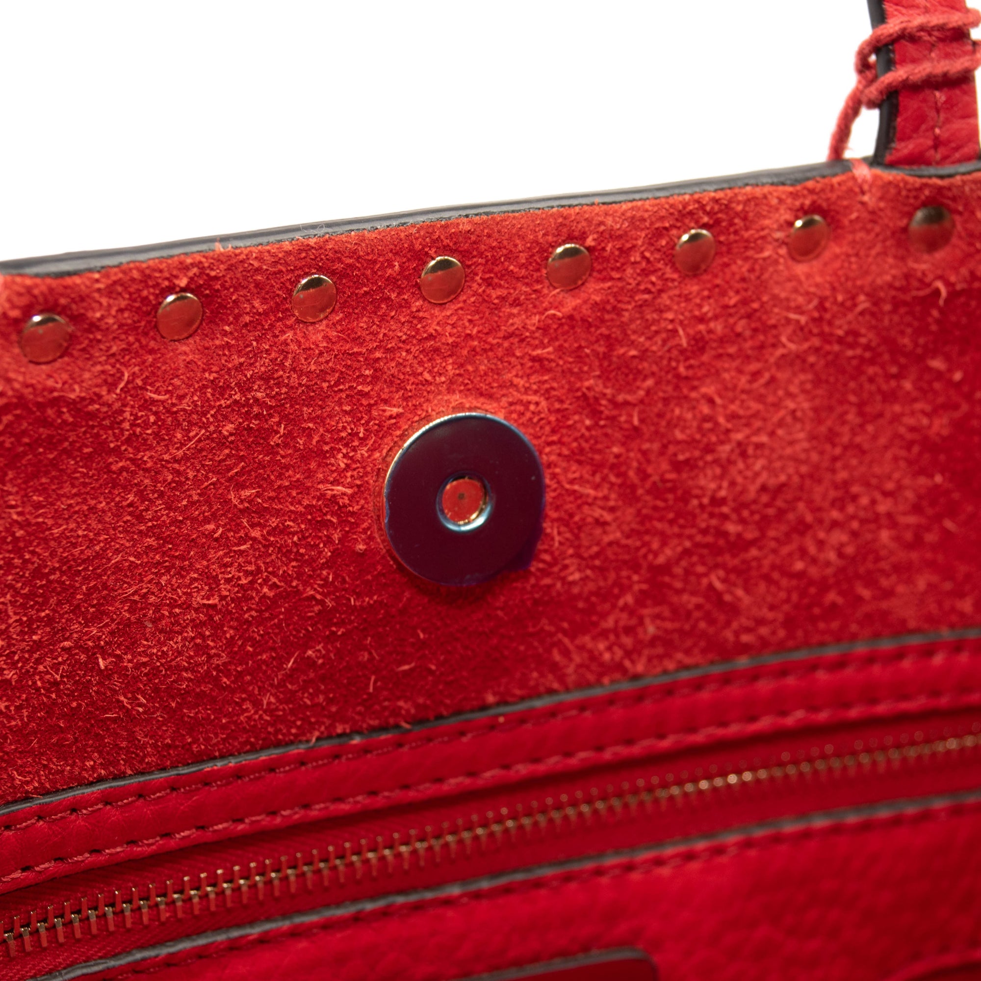 NEW Valentino Small Rockstud Leather Tote Red Studded Spike