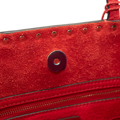 NEW Valentino Small Rockstud Leather Tote Red Studded Spike