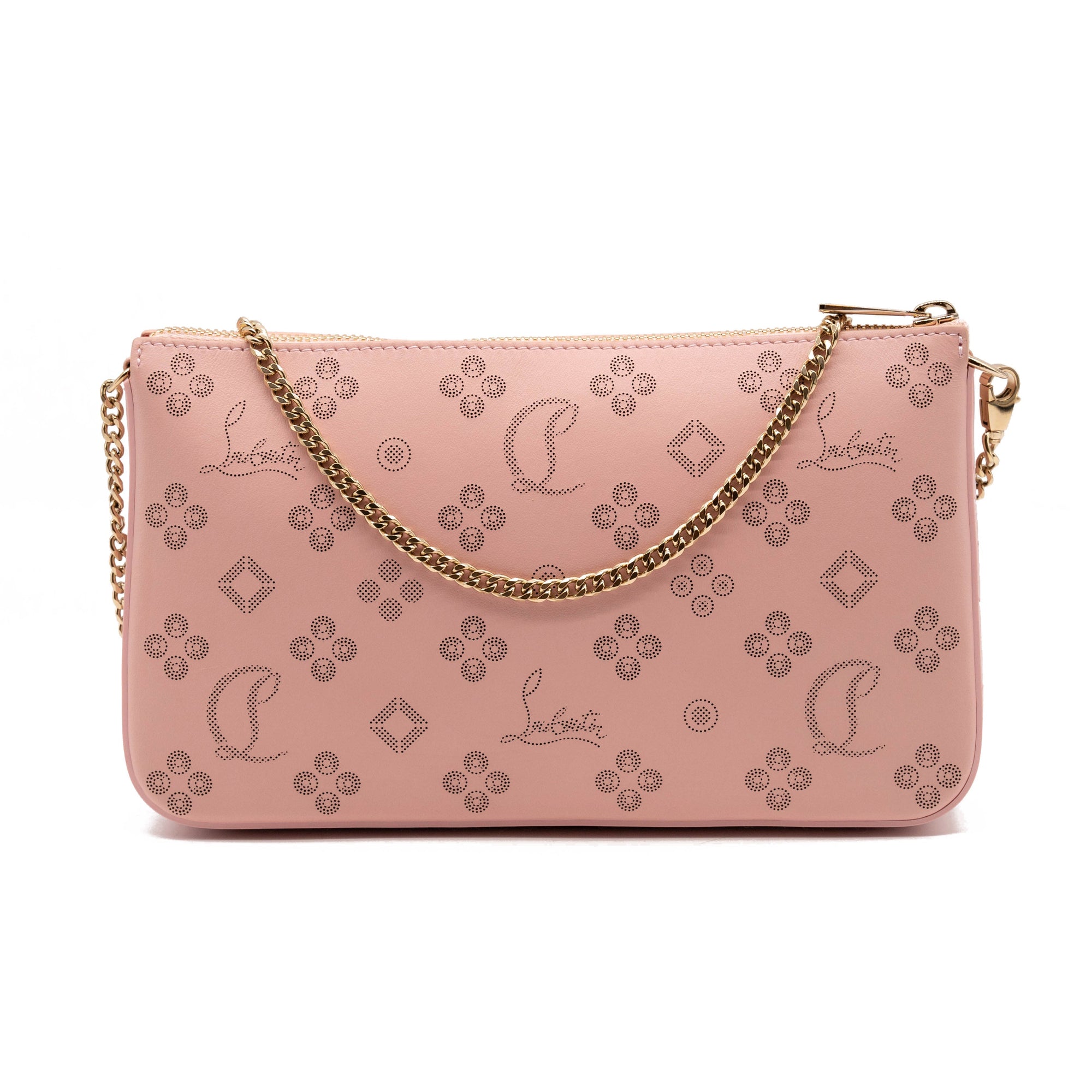Christian Louboutin Loubila Loubinthesky Laser Perforated Leather Pouch Pink