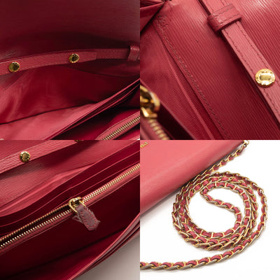 Prada Saffiano Metal Oro Chain Wallet Peonia Pink Crossbody