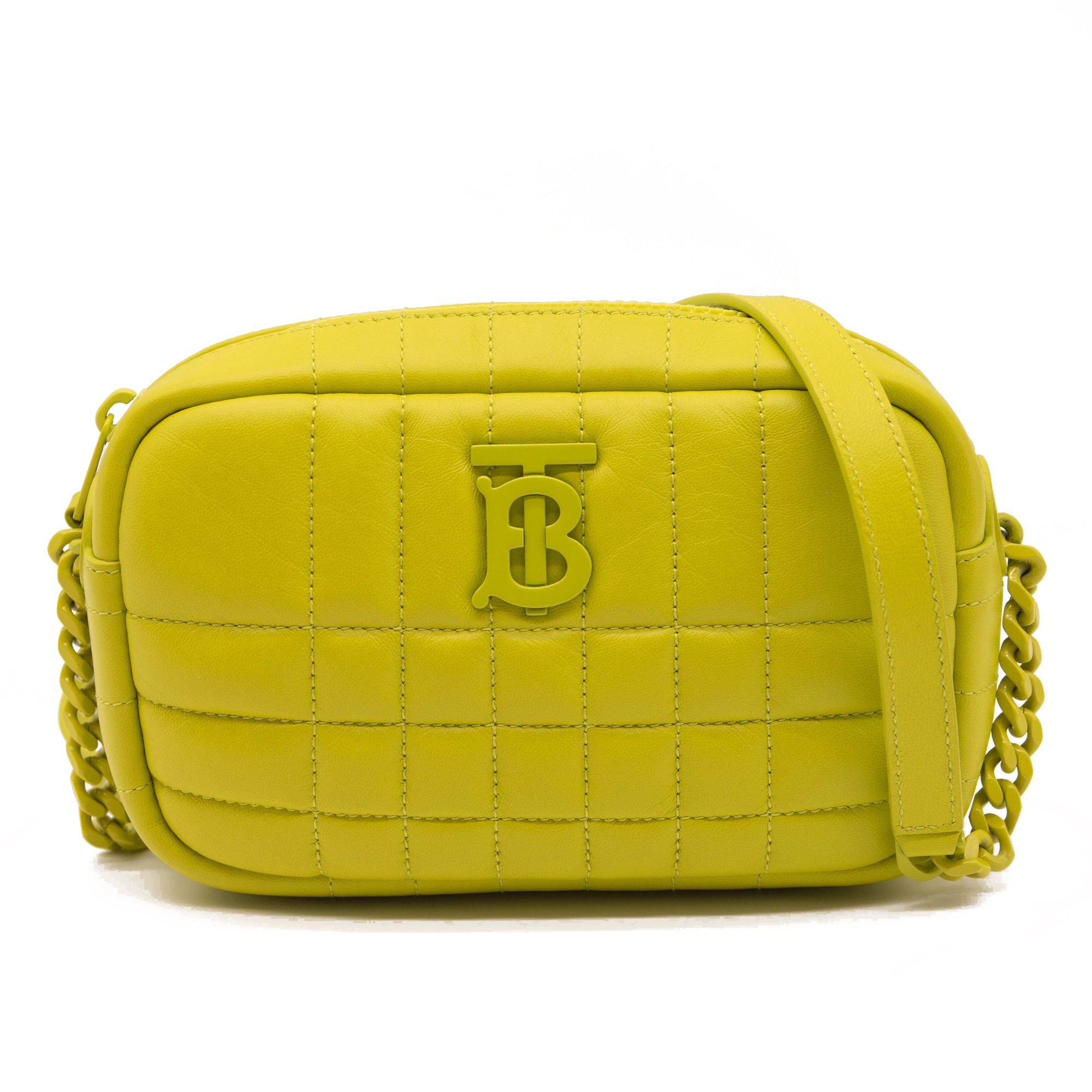 NEW Burberry Mini Lola Quilted Leather Camera Bag Vivid Lime