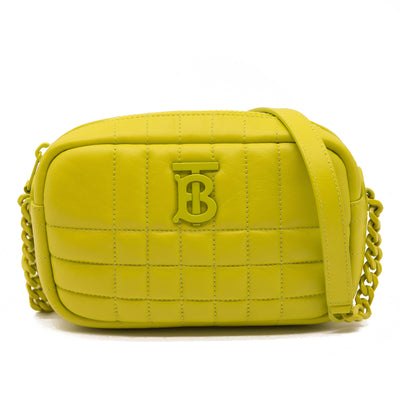NEW Burberry Mini Lola Quilted Leather Camera Bag Vivid Lime