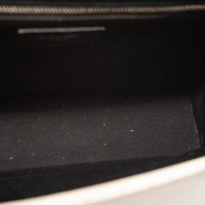 Saint Laurent Grain De Poudre Mixed Matelasse Large Triquilt Monogram Satchel Porcellana White