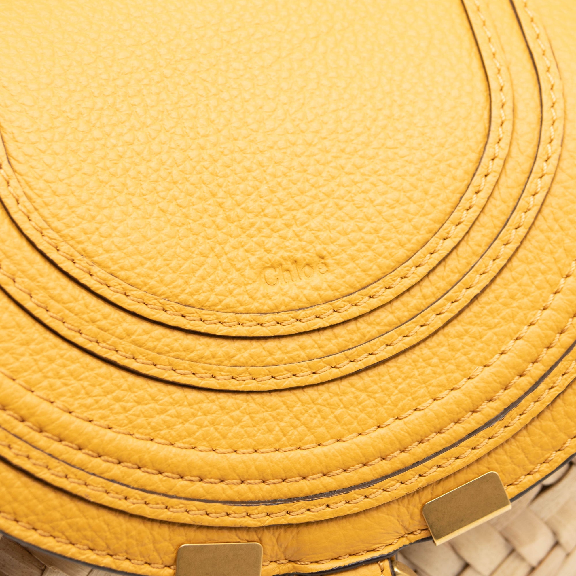 Chloe Marcie Leather & Raffia Crossbody Bag SUNFLOWER YELLOW
