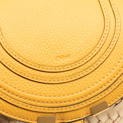 Chloe Marcie Leather & Raffia Crossbody Bag SUNFLOWER YELLOW