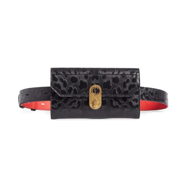 NEW Christian Louboutin Belt Elisa Embossed Black Leather Messenger Bag
