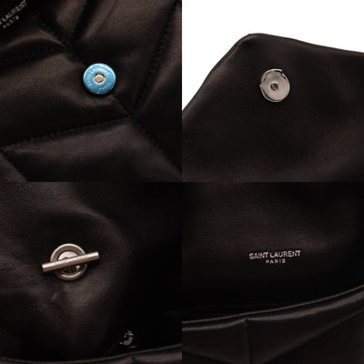 NEW Saint Laurent Lambskin Quilted Mini Loulou Puffer Monogram Chain Satchel Black
