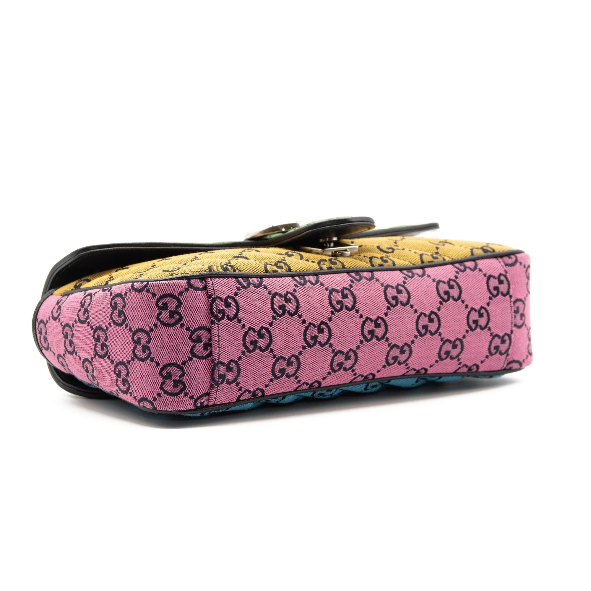 NEW Gucci Monogram Multicolor Matelasse Diagonal Small GG Marmont Shoulder Bag Multicolor