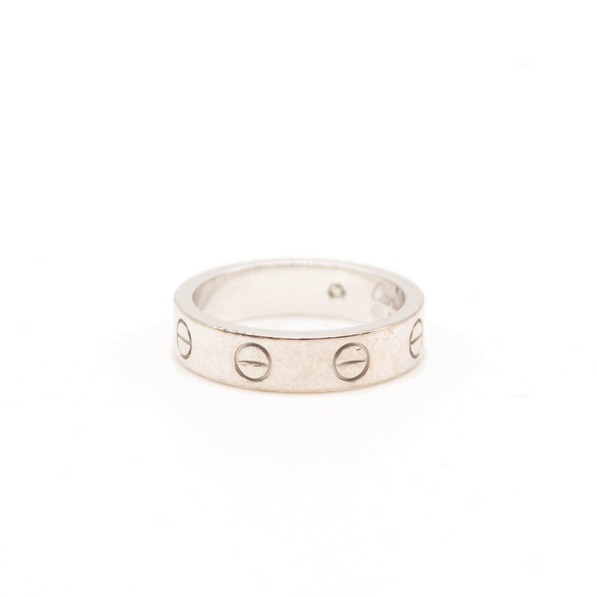 Cartier 18k White Gold Diamond 4mm Wedding Band LOVE Ring 46 US 3.75